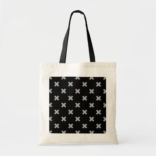 Tote Bag Crochets gris sur le noir (Devant)