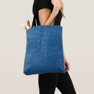 Tote Bag Crocodile bleu imprimé en cuir