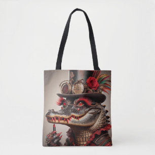 Tote Bag Crocodile de Steampunk Top Chapeau Rouge Lipstick