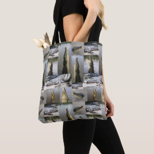 Tote Bag Crocodile effrayant Collage photo,