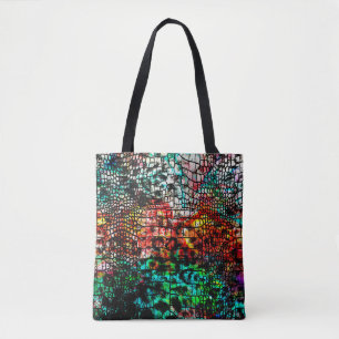Tote Bag Crocodile et léopard motif avec abstrait coloré