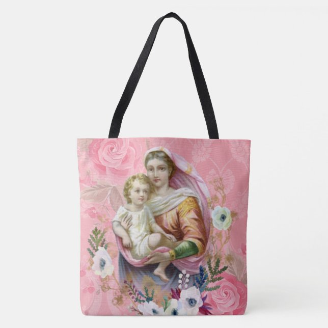 Tote Bag Croix de Jésus religieuse de la Vierge Marie (Devant)