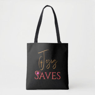 Tote Bag Croix du cœur de Jésus sauveur chrétien