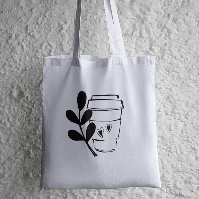 Tote Bag Croquis à l'encre de l'amateur de café (Créateur téléchargé)