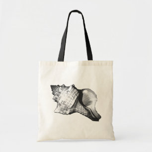 Tote Bag Croquis en coquille de cône - tons gris et blanc