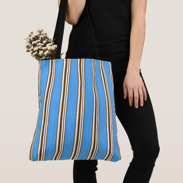 Tote Bag Cru-Mer-Sac-Bleu-Brun-Emballage-Épaule-Sac (De près)