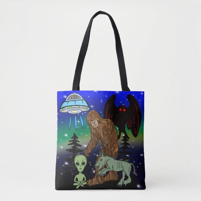 Tote Bag Cryptid Big Foot Alien Mothman UFO Chupacabra (Devant)
