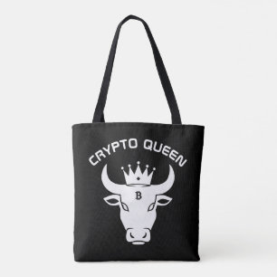 Tote Bag Crypto Queen Personnalisé Noir