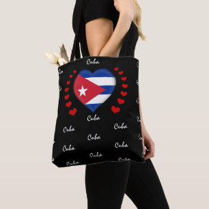 Tote Bag Cuba Flag & Heart, mode/sport du drapeau cubain