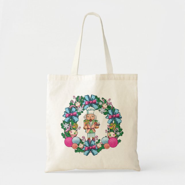 Tote Bag Cuisine Rose Et Bleu Casse-Noisette De Noël (Devant)