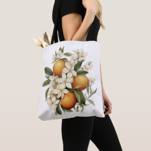 Tote Bag Cuisine vintage aux fleurs orange