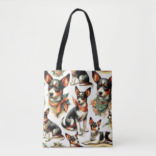 Tote Bag Cuisine Vintage Rat Terrier sans couture