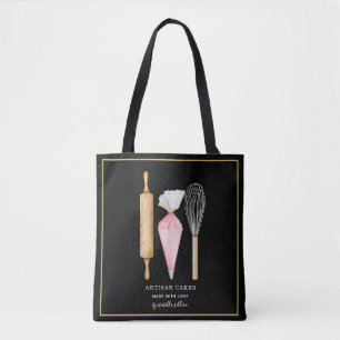 Tote Bag Cuisinier Pâtissier Cuisinier Sur Noir