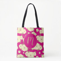 Cuivre Pastel Floral Jaune sur Fuchsia rose