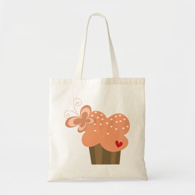 Tote Bag Cupcakes Whimsical Tree Butterflies Sweet Birthday (Devant)