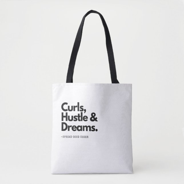 Tote Bag Curls Hustle Dreams ! Citation de cheveux crépus (Devant)