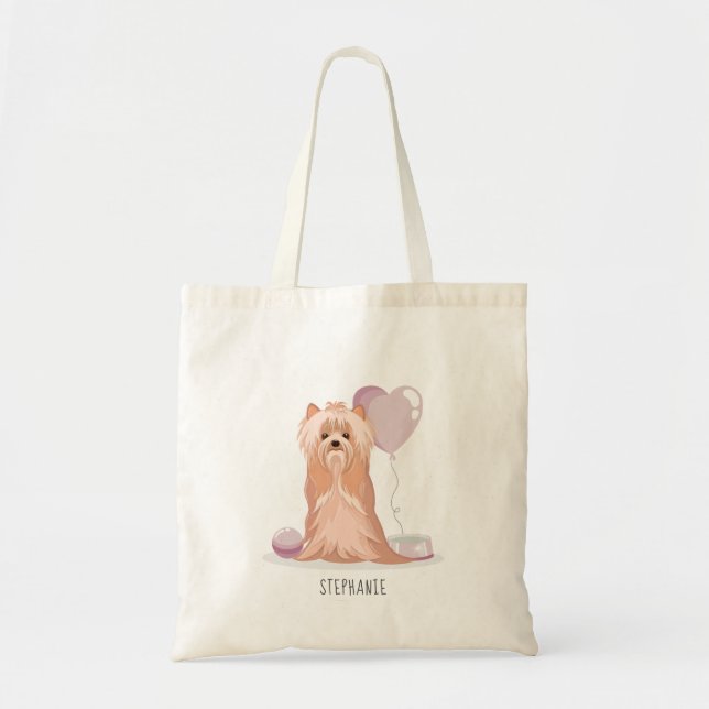 Tote Bag Curte Yorkshire Terrier Anniversaire (Devant)
