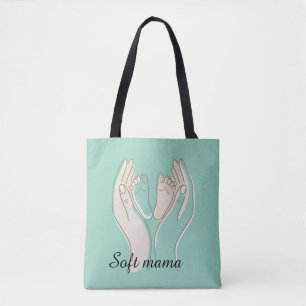 Tote Bag Cus Ligne Minimaliste Mains de Mère et Pieds de Bé