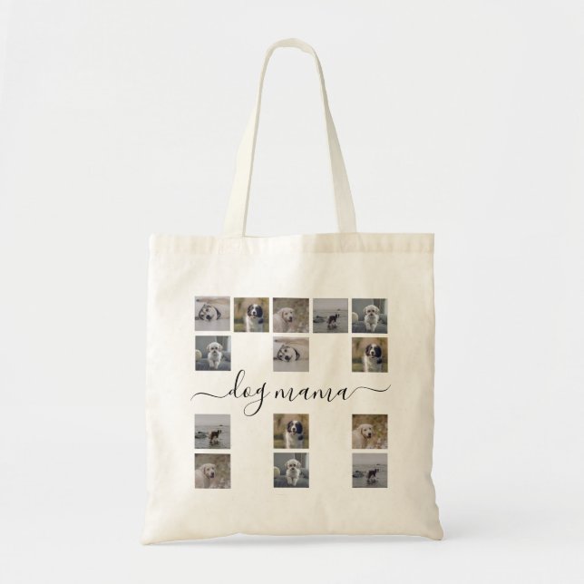 Tote Bag Custom 5 Photo Grid "Dog Mama" Personalized (Devant)