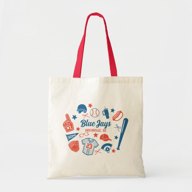 Tote Bag Custom Baseball Maman Fier Softball Mama Jour (Devant)
