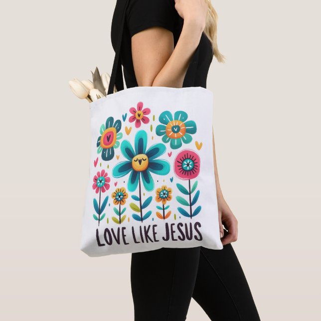 Tote Bag Custom Christian Love Like Jesus (De près)