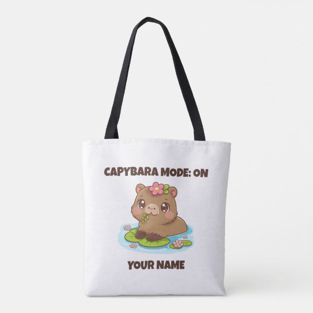 Tote Bag Custom Cute Kawaii Capybara Mode (Dos)