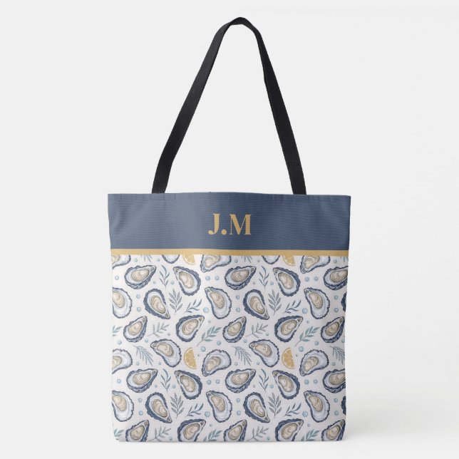 Tote Bag Custom Elegant Marine Oysters (Devant)