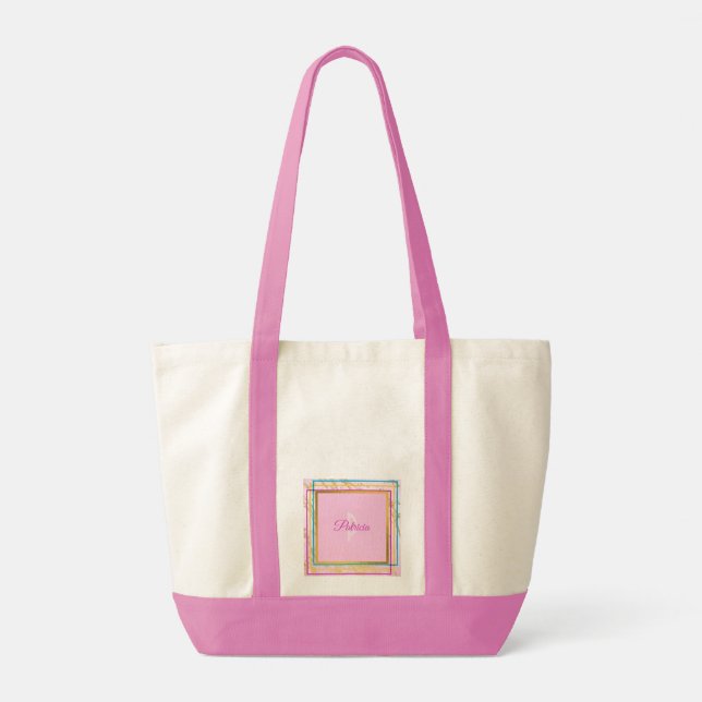 Tote Bag  Custom Monogram Name Feminine Trendy Modern (Dos)