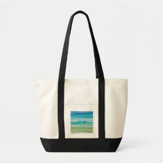 Tote Bag Custom Name Abstract Watercolor Ocean Horizon Art