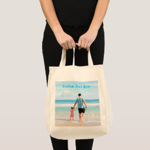 Tote Bag Custom Photo et texte - Your Own Design - Pour pap