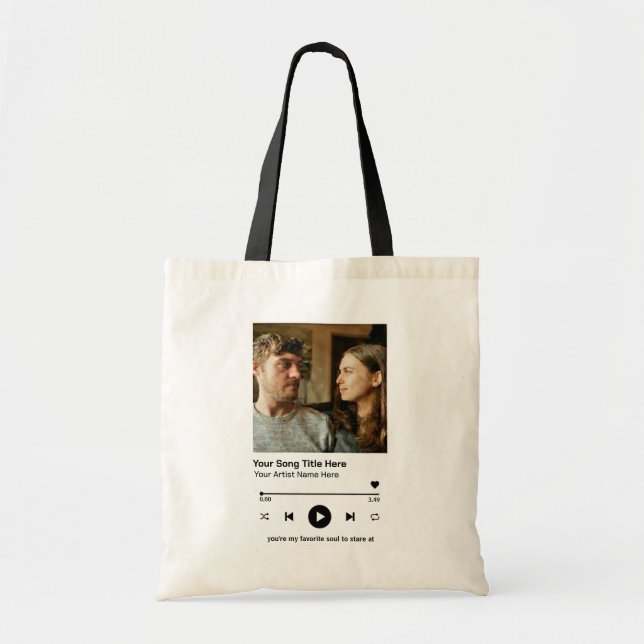 Tote Bag Custom Photo Music Player Personalized Song Gift (Devant)