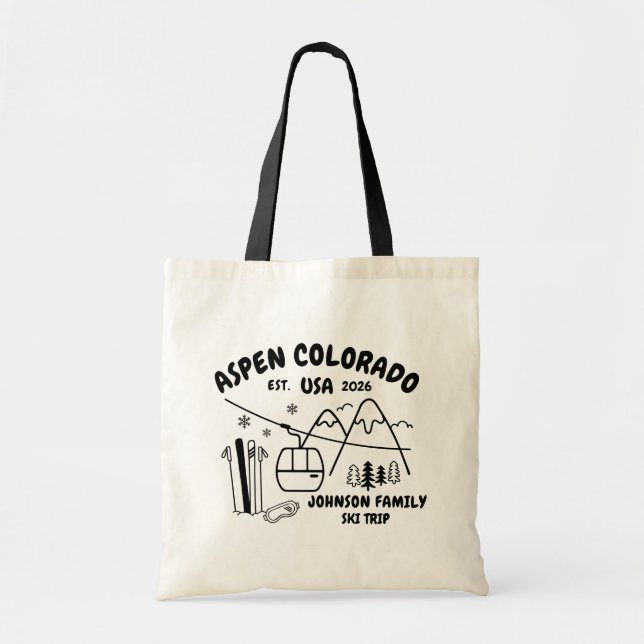 Tote Bag Custom Ski Trip Family Friends Group Matching (Devant)