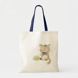 Tote Bag [Custom] Une amitié purr-fect, Teatime avec chat