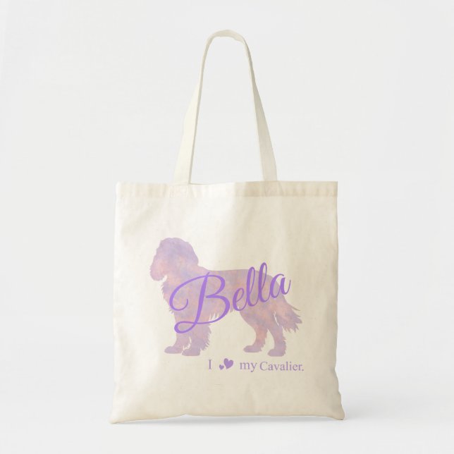 Tote Bag Customizable Pastel Purple Cavalier King Charles (Devant)