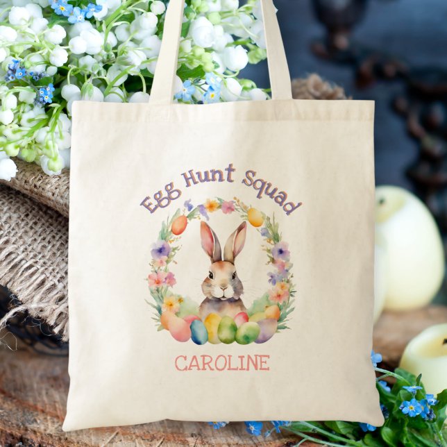 Tote Bag Cute aquarelle Chasse aux oeufs de Pâques Enfants  (Créateur téléchargé)