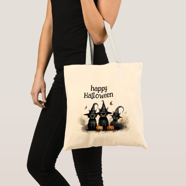 Tote Bag Cute Aquarelle Chats de cuisine Citrouille (Devant (produit))