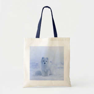 Tote Bag Cute Arctic Fox sur Snowy Winter Arrière - plan