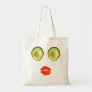 Tote Bag Cute Avocado Face Vert Rouge 4Rita