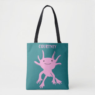 Tote Bag Cute Axolotl Pink Salamander personnalisée