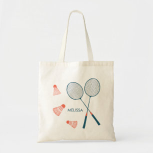 Tote Bag Cute Badminton Birdie Racquet CUSTOM Retro
