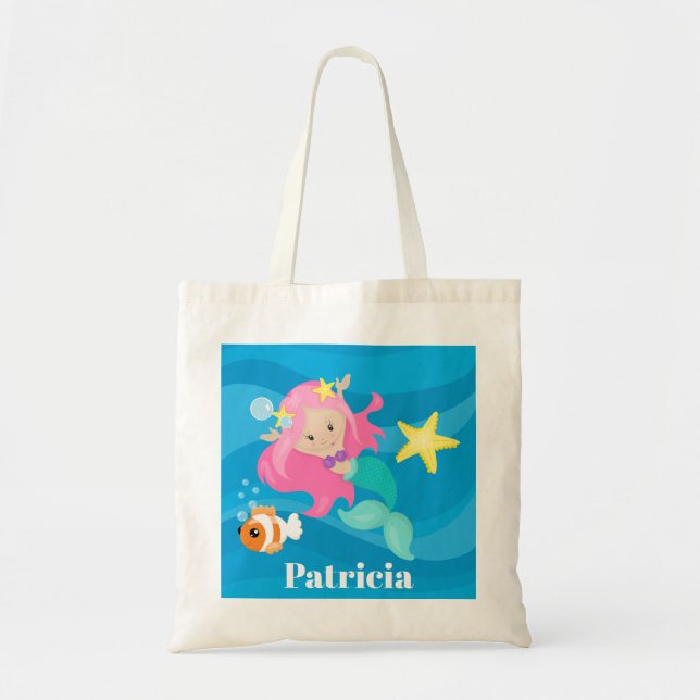 Tote Bag Cute Beach siraid ajouter nom fourre-tout (Devant)