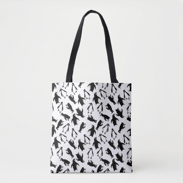 Tote Bag Cute black white penguin pattern white background (Devant)