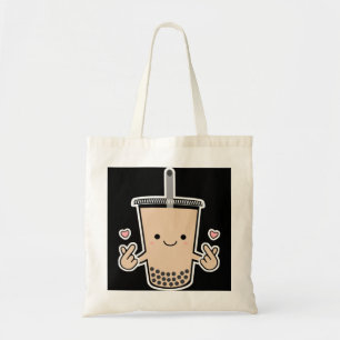 Tote Bag Cute Boba KPop Bubble Lait Thé Coréen Doigt Coeur