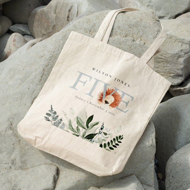 Tote Bag Cute Boho Lion Foliage Cinquième fête d'anniversai (Créateur téléchargé)