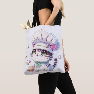 Tote Bag Cute boulangère Chef Chat Kitten avec pain