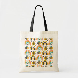 Tote Bag Cute Bumble Bee et Rainbows Motif