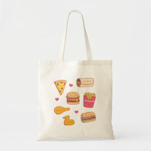 Tote Bag Cute Burrito Pizza Sandwich Burger Fries