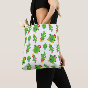 Tote Bag Cute Cactus, Green Cactus, Motif Cactus