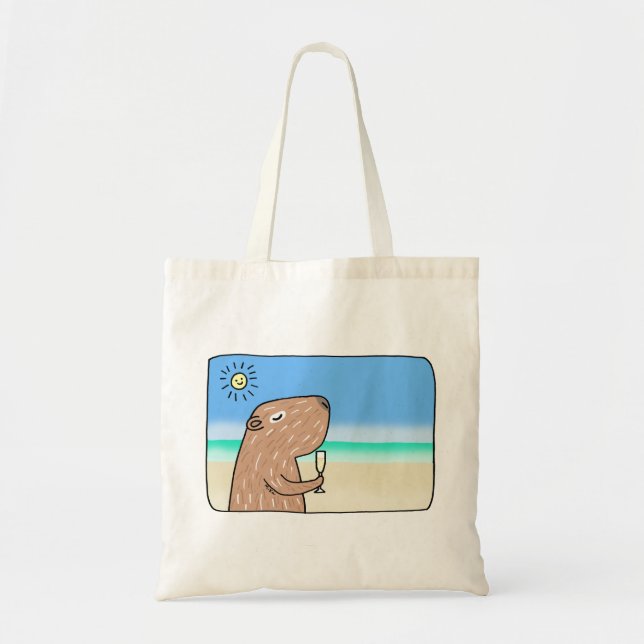 Tote Bag Cute Capybara sur la plage Chilling out Capybara (Devant)