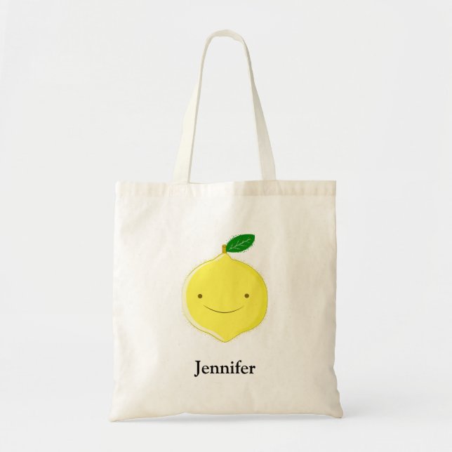 Tote Bag Cute Cartoon Lemon Custom Name (Devant)